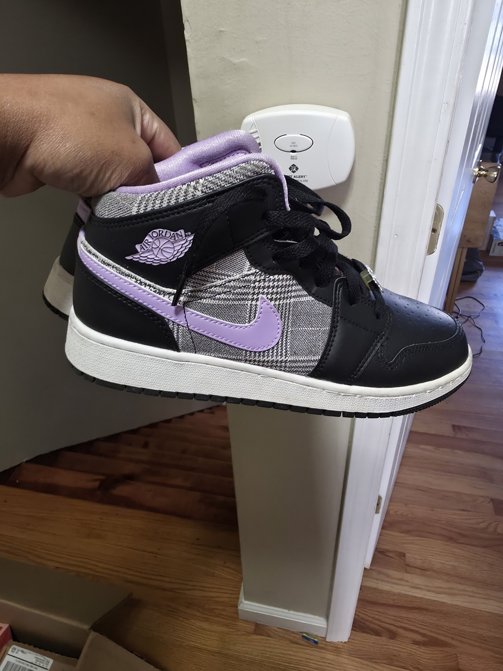 Jordan Kids Mid-Top Sneakers in Black and Lavender Accents